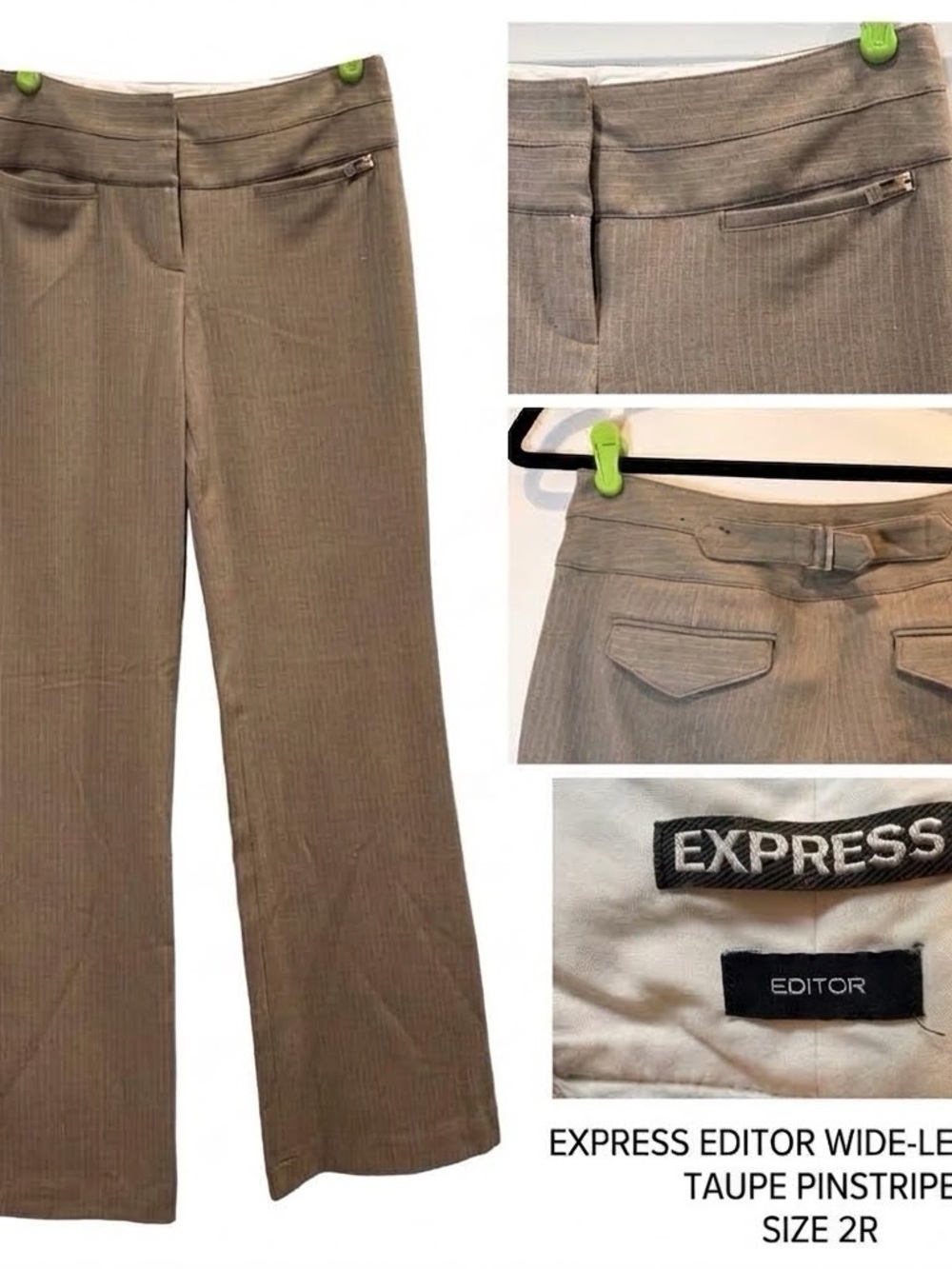 Express Taupe Pinstripe Wide-Leg Pants